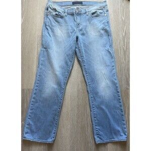 Rock & Republic Kendall Low Rise Cropped Jeans, Size 12 Blue Textured Pockets